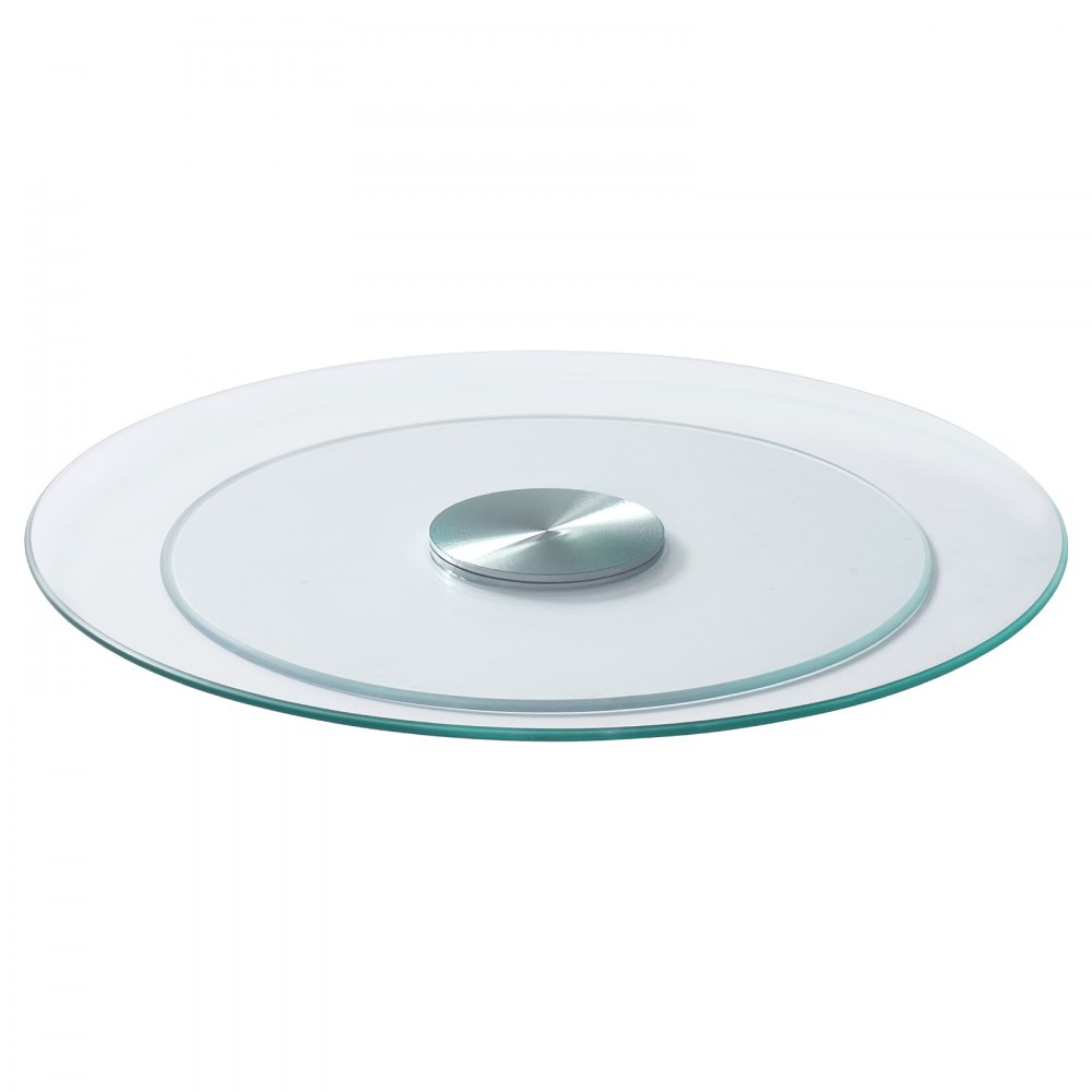 VEVOR 20 in Glass Lazy Susan Turntable, 360° Rotation Round Clear Tabletop Rotating Tray, Tempered Glass Dining Table Centerpiece, Smooth and Silent Spin, for Family Gatherings, Banquets & Weddings