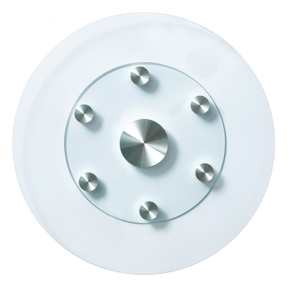 VEVOR 24 in Glass Lazy Susan Turntable, Tempered Glass Dining Table Centerpiece with 6 Rotating Wheels, 360° Smooth and Silent Spin Tabletop Rotating Tray, for Family Gatherings, Banquets & Weddings