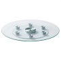 VEVOR 61 cm Glass Lazy Susan Turntable, Tempered Glass Dining Table Centerpiece with 6 Rotating Wheels, 360° Smooth and Silent Spin Tabletop Rotating Tray, for Family Gatherings, Banquets & Weddings