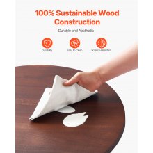 VEVOR 24 in Wood Lazy Susan Turntable, 360° Rotation Round Clear Tabletop Rotating Tray, Acacia Wood Dining Table Centerpiece, Smooth and Silent Spin, for Family Gatherings, Banquets and Weddings