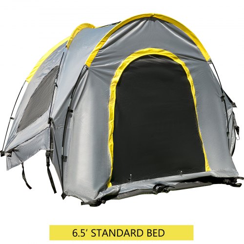VEVOR Truck Tent Standard 6.5’ Truck Bed Tent, Pickup Tent, Waterproof Truck Camper, 2-Person Sleeping Capacity, 2 Mesh Windows, Easy To Setup Truck Tents For Camping, Hiking, Fishing, Grey Color