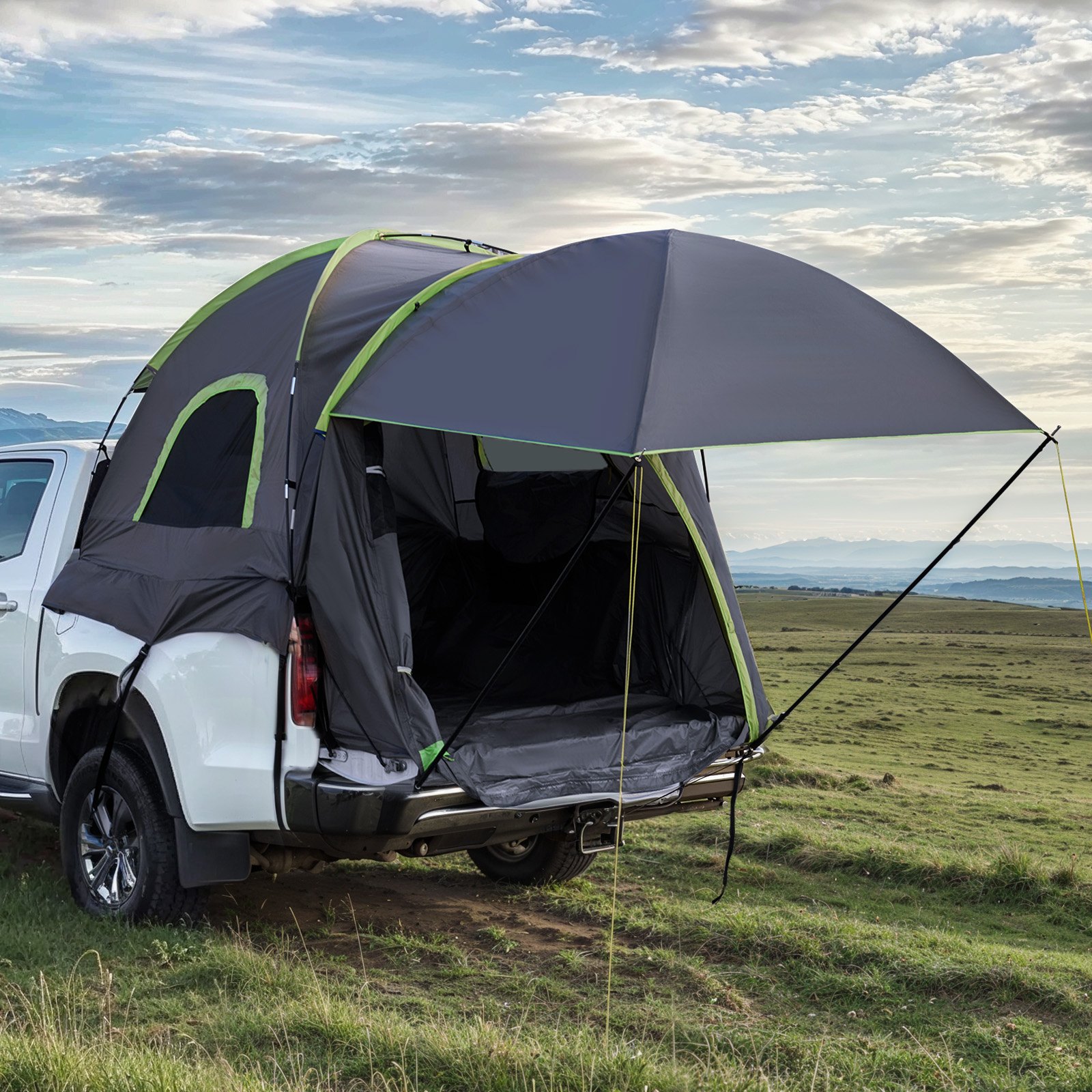 VEVOR Pickup Truck Tent, Fits 2438-2499 mm Truck Tents for Camping, Waterproof PU2000 2-3 Person Sleeping Truck Bed Tent, Sturdy Truck Bed Camper Shell with Expandable Awning, Rainfly, Storage Bag