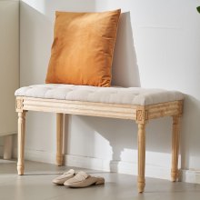 VEVOR 16" Upholstered Bench Ottoman Bench for Entryway Dining Room Bedroom Beige