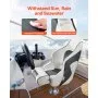 VEVOR Boat Seat, High Backrest, Flip Up Boat Seat Captain Bucket Seat with Thickened Sponge Cushion & Waterproof PVC Leather, Ergonomic Design, Folding Boat Seat for Boats, Yachts, Ships, White & Grey