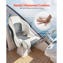 VEVOR Boat Seat High Backrest Flip Up Boat Seat Captain Bucket Seat White & Grey