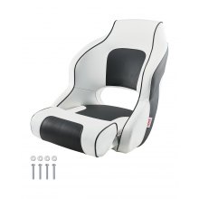 VEVOR Boat Seat High Backrest Flip Up Boat Seat Captain Bucket Seat White & Grey