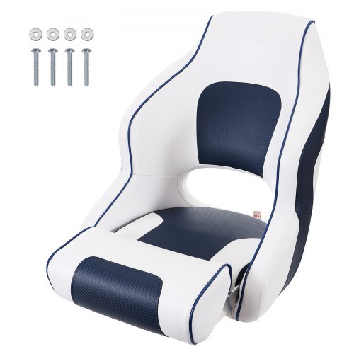 VEVOR Captain Bucket Seat Boat Seat, Flip Up Boat Seat, with Thickened Sponge Padding, Flip-up Bolster Boat Captain Chair for Fishing Boat, Sightseeing Boat, Speedboat, Canoe, 1-Piece