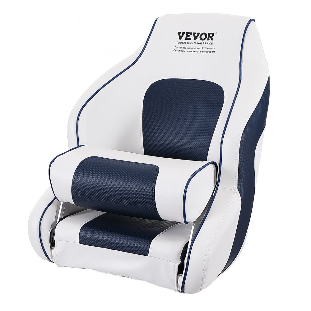 VEVOR Captain Bucket Seat Boat Seat, Flip Up Boat Seat, with Thickened Sponge Padding, Flip-up Bolster Boat Captain Chair for Fishing Boat, Sightseeing Boat, Speedboat, Canoe, 1-Piece