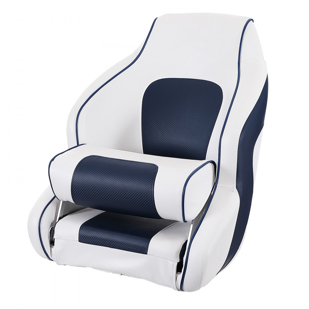 VEVOR Captain Bucket Seat Boat Seat, Flip Up Boat Seat, with Thickened Sponge Padding, Flip-up Bolster Boat Captain Chair for Fishing Boat, Sightseeing Boat, Speedboat, Canoe, 1-Piece