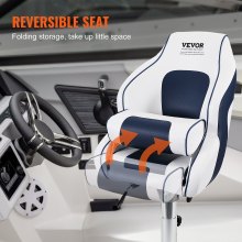 VEVOR Captain Bucket Seat Boat Seat, Flip Up Boat Seat, with Thickened Sponge Padding, Flip-up Bolster Boat Captain Chair for Fishing Boat, Sightseeing Boat, Speedboat, Canoe, 1-Piece