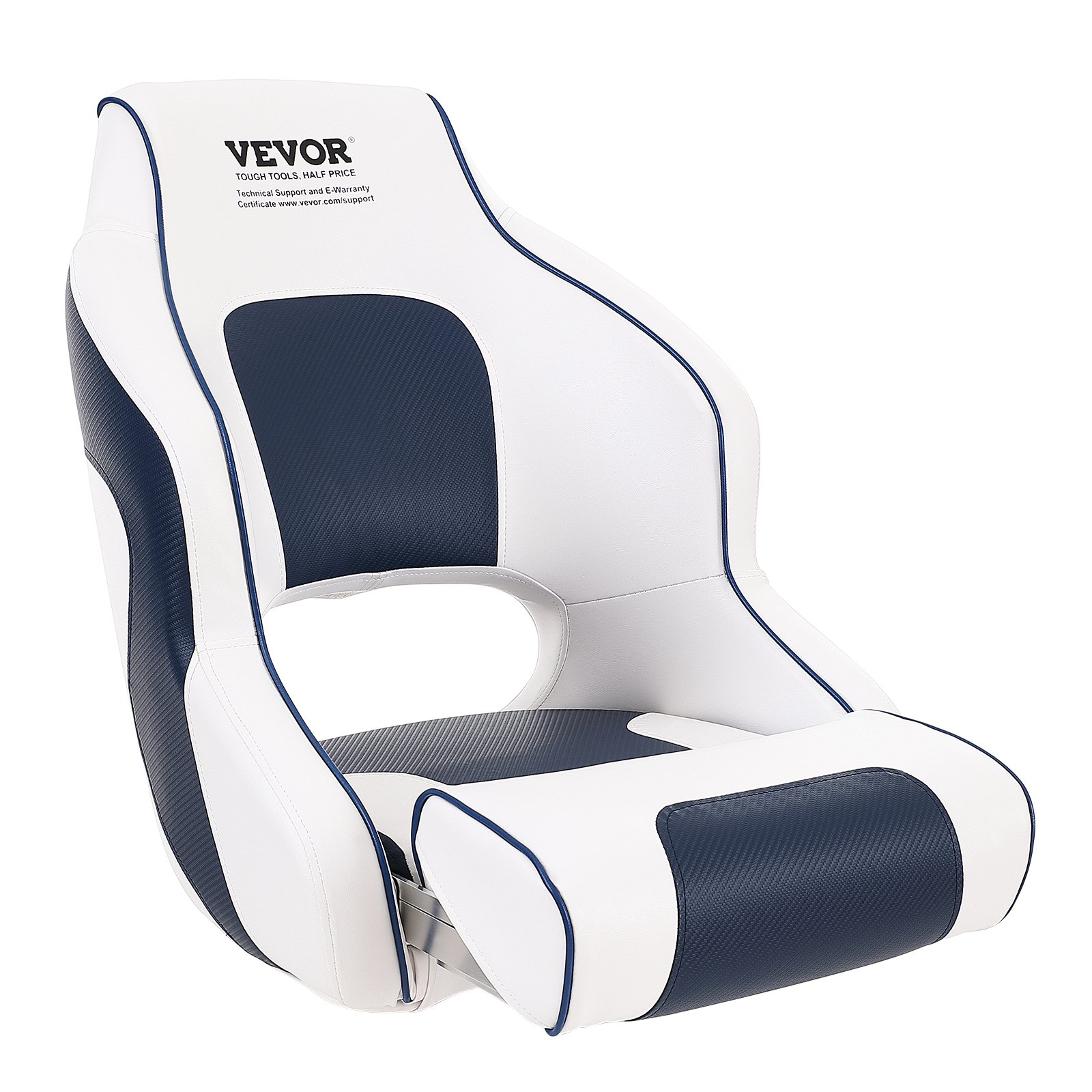 VEVOR Captain Bucket Seat Boat Seat, Flip Up Boat Seat, with Thickened Sponge Padding, Flip-up Bolster Boat Captain Chair for Fishing Boat, Sightseeing Boat, Speedboat, Canoe, 1-Piece