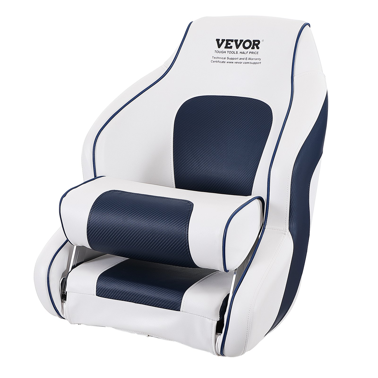 VEVOR Captain Bucket Seat Boat Seat, Flip Up Boat Seat, with Thickened Sponge Padding, Flip-up Bolster Boat Captain Chair for Fishing Boat, Sightseeing Boat, Speedboat, Canoe, 1-Piece