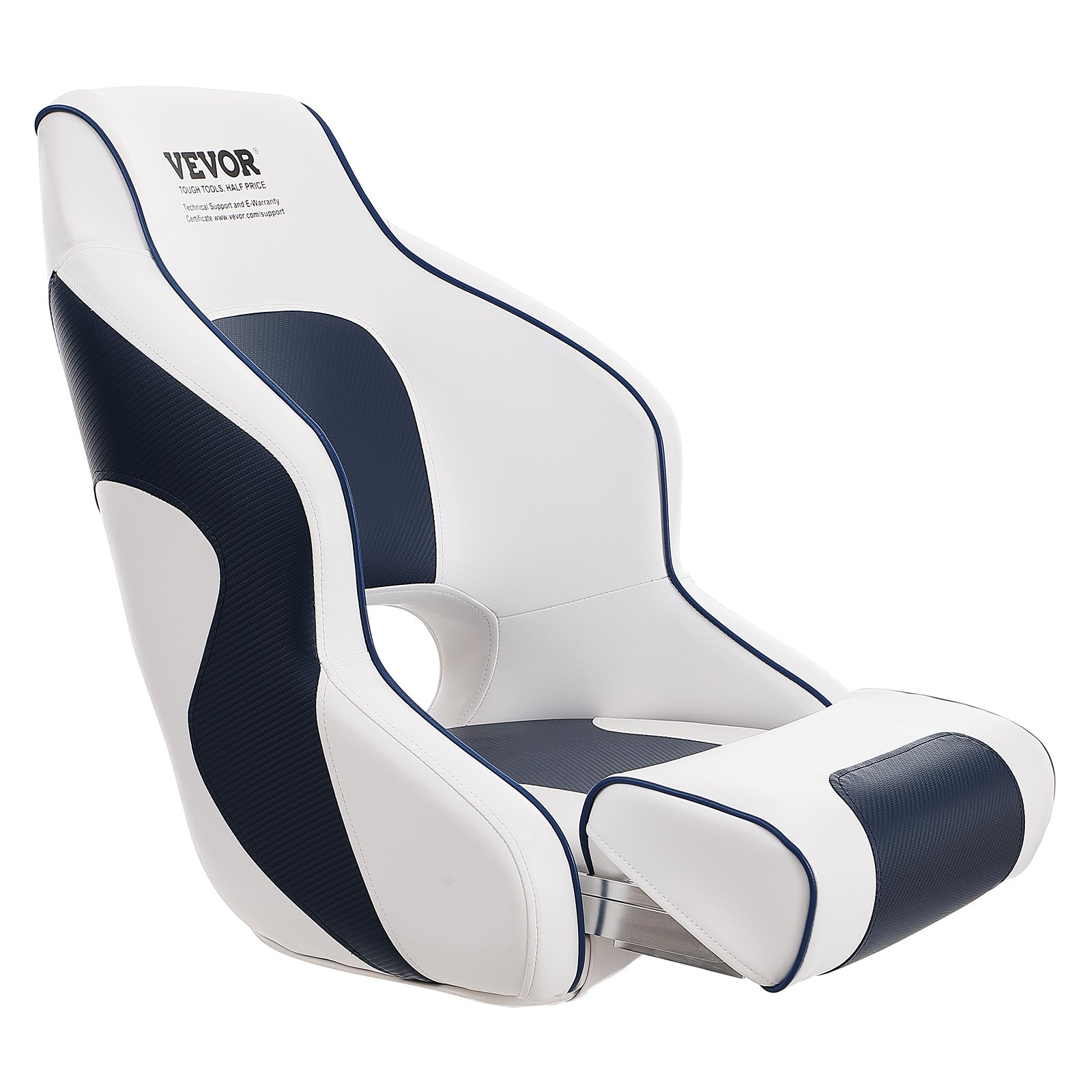 VEVOR Captain Bucket Seat Boat Seat, Flip Up Boat Seat, with Thickened Sponge Padding, Flip-up Bolster Boat Captain Chair for Fishing Boat, Sightseeing Boat, Speedboat, Canoe, 1-Piece