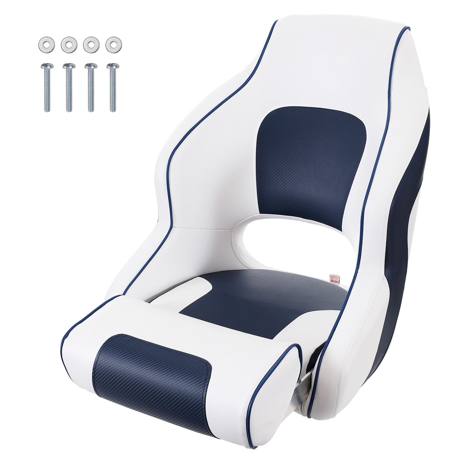 VEVOR Captain Bucket Seat Boat Seat, Flip Up Boat Seat, with Thickened Sponge Padding, Flip-up Bolster Boat Captain Chair for Fishing Boat, Sightseeing Boat, Speedboat, Canoe, 1-Piece