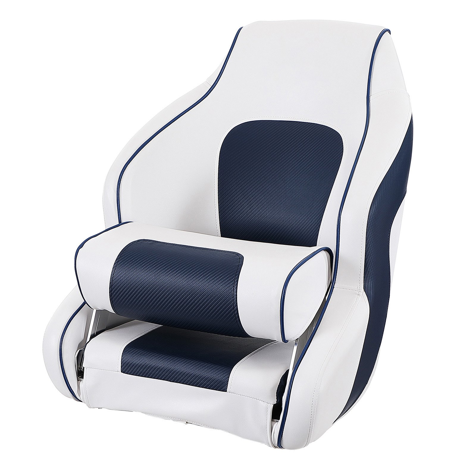 VEVOR Captain Bucket Seat Boat Seat, Flip Up Boat Seat, with Thickened Sponge Padding, Flip-up Bolster Boat Captain Chair for Fishing Boat, Sightseeing Boat, Speedboat, Canoe, 1-Piece