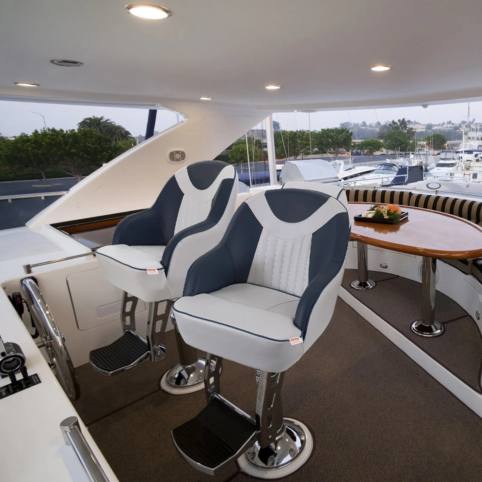 VEVOR Captain Bucket Seat, Pontoon Boat Seat with Thickened Sponge Padding, Boat Captain Chair for Fishing Boat, Sightseeing Boat, Speedboat, Canoe, 1-Piece