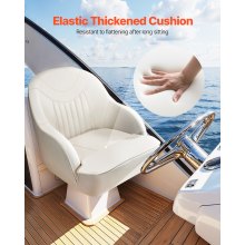 VEVOR Boat Seat Low Backrest Flip Up Boat Seat Captain Bucket Seat White