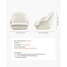 VEVOR Boat Seat Low Backrest Flip Up Boat Seat Captain Bucket Seat White