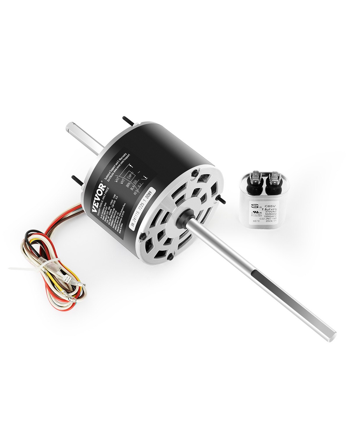 VEVOR 1/3HP RV Air Conditioner Motor with Capacitor, AC115V 3A, 1675 RPM, Replacement for Coleman Mach RV AC Fan Motor, Replaces Fasco D1092, 1468-306, 1468-3068, 1468-3069, 7184-0156, 7184-0432