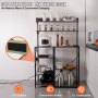 VEVOR Kitchen Baker's Rack with Power Outlets, 7-Tier Industrial Microwave Stand with Hutch & 8 S-Shaped Hooks, Multifunctional Coffee Station Organizer, Utility Kitchen Storage Shelf, Dark Gray