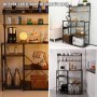 VEVOR Kitchen Baker's Rack with Power Outlets, 7-Tier Industrial Microwave Stand with Hutch & 8 S-Shaped Hooks, Multifunctional Coffee Station Organizer, Utility Kitchen Storage Shelf, Dark Gray