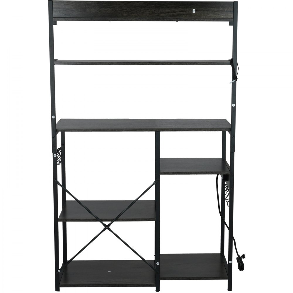 VEVOR 7-Tier Kitchen Bakers Rack Microwave Oven Storage Cabinet Power Outlet