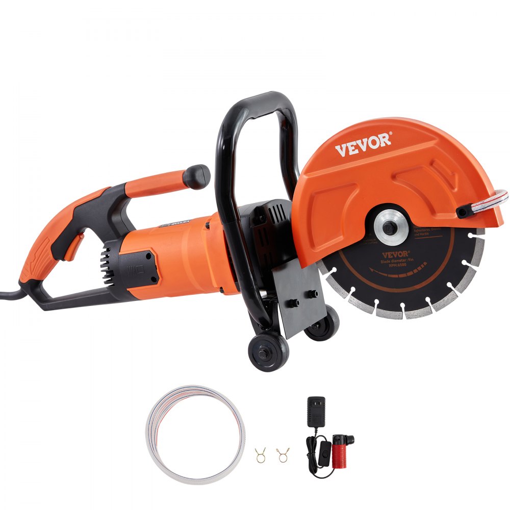VEVOR Electric Concrete Saw, in, 1800 W 15 A Motor Circular Saw Cutter  with 3.5 in Cutting Depth, Wet/Dry Disk Saw Cutter Includes Water Line,  Pump and Blade, for Stone, Brick VEVOR US