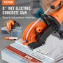 VEVOR concrete saw, 9'' wet electric tool cutting stone, concrete, brick; 3.5'' slotting depth.