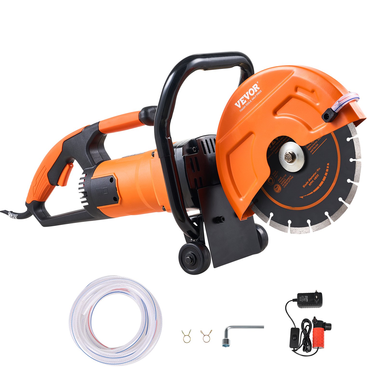 VEVOR 9"/22.9 cm Electric Concrete Saw Wet/Dry Saw Cutter with Water Pump and Blade