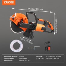 VEVOR Electric Concrete Saw, 9 in, 2000 W 15 A Motor Circular Saw Cutter with 3.5 in Cutting Depth, Wet/Dry Disk Saw Cutter Includes Water Line, Pump and Blade, for Stone, Brick