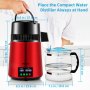VEVOR 4 L Water Distiller, 1 L/H, 750W Distilled Water Maker Machine with 0-99 H Timing Setting Temp Display, 304 Stainless Steel Countertop Distiller Glass Carafe Cleaning Powder 3 Carbon Packs, Red