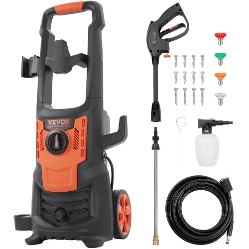 VEVOR Electric Pressure Washer, 2150 PSI, Max. 1.8 GPM, 1800W Power Washer w/ 26 ft Hose, 4 Quick Connect Nozzles, Foam Cannon, Portable to Clean Patios, Cars, Fences, Driveways