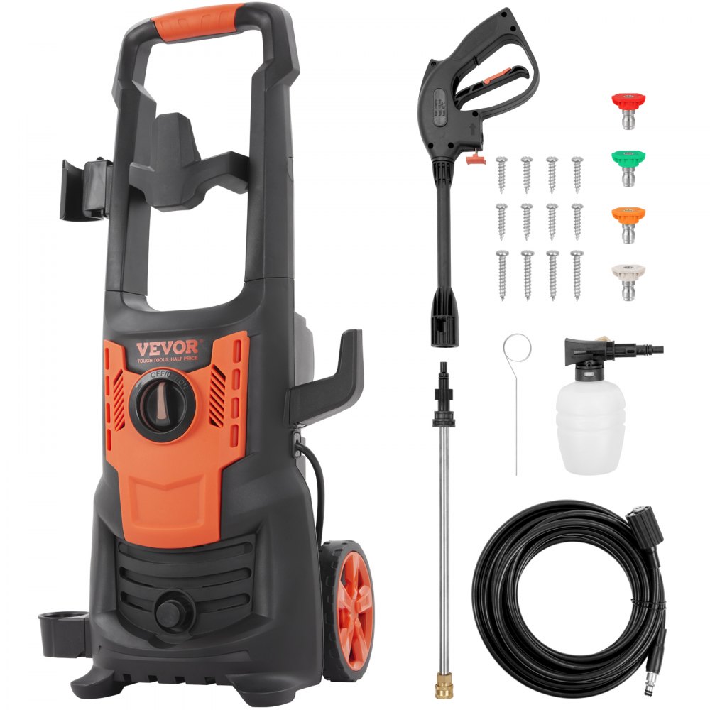 VEVOR Electric Pressure Washer 2150 PSI Max. 1.8 GPM 1800W Power Washer with 26 ft. Hose - 4 Quick Connect Nozzles