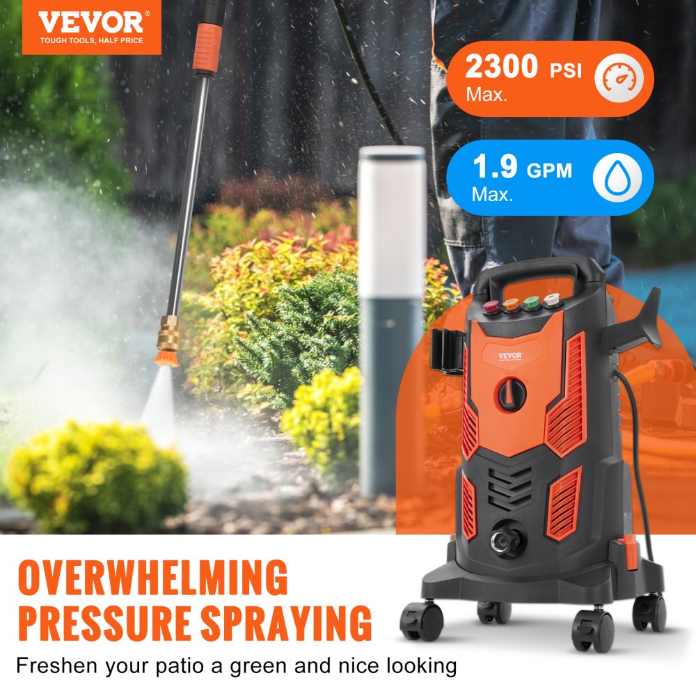 3300 Electric Pressure Washer for Cars Homes Driveways Patios Orange
