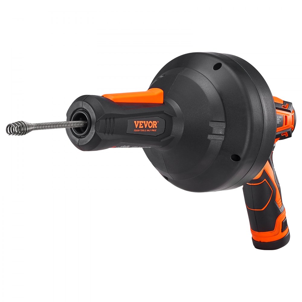 VEVOR 12V Electric Drain Cleaner, Pipe Cleaning Device, Cordless Plumbing Snake, Automatic Power Supply, 8m Pipe Snake Diameter 7mm Drain Unblocker for 19-50mm Pipes with Charger