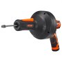 Desentupidor elétrico de ralos VEVOR 12V, dispositivo de limpeza de tubos, desentupidor de canos sem fio, fonte de alimentação automática, desentupidor de canos de 8 m com diâmetro de 7 mm para tubos de 19-50 mm com carregador