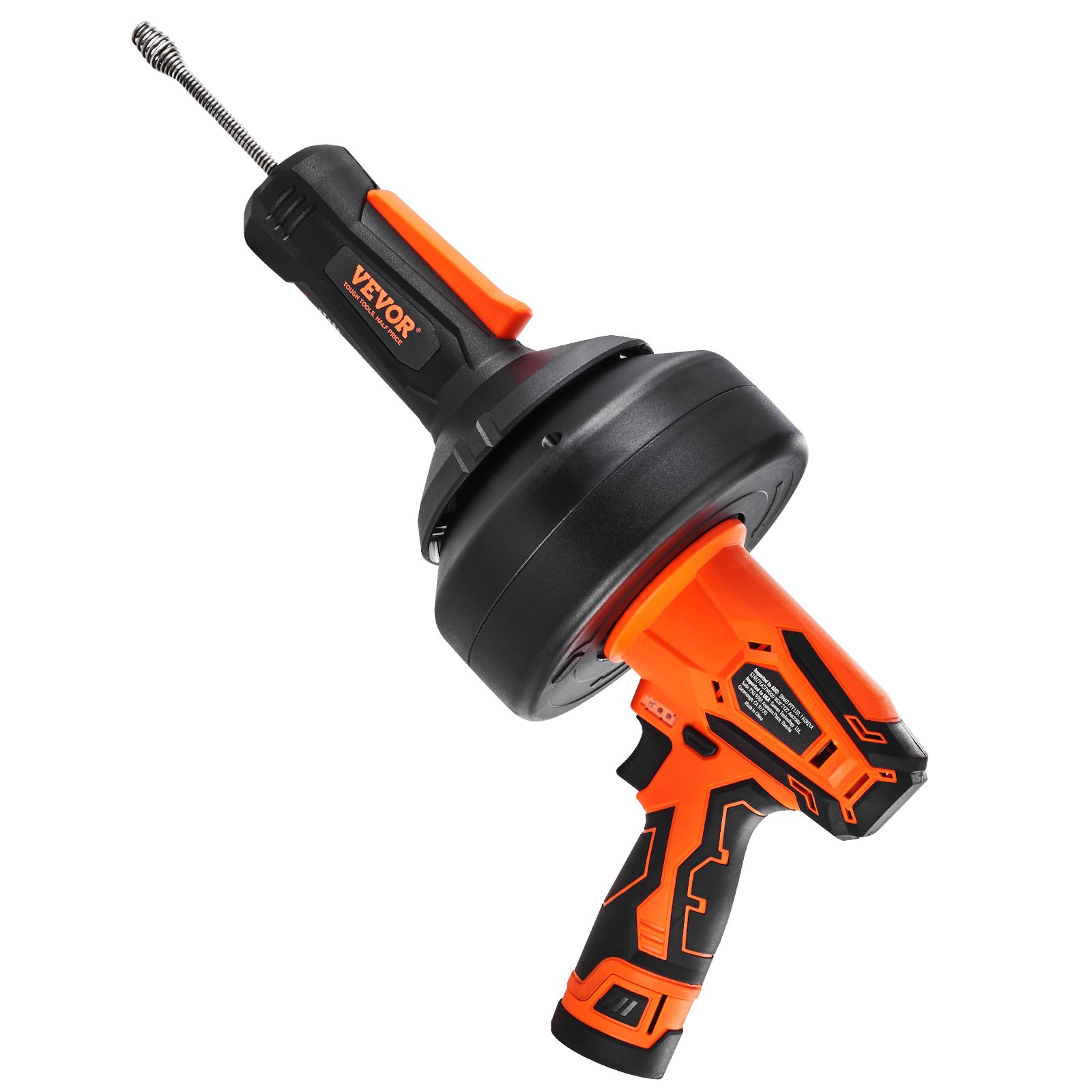 VEVOR 12V Electric Drain Cleaner, Pipe Cleaning Device, Cordless Plumbing Snake, Automatic Power Supply, 8m Pipe Snake Diameter 7mm Drain Unblocker for 19-50mm Pipes with Charger
