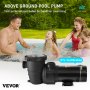 VEVOR swimming pool pump for above ground pools with etl certification; family enjoying pool time.