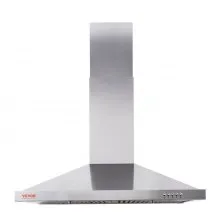 VEVOR Wall Mount Range Hood, Ductless Chimney-Style Kitchen Stove Vent, Stainless Steel Permanent Filter with 3-Speed Exhaust Fan, 2 Baffle Filters, LED Lights, Push Button, Silver (30 inch)