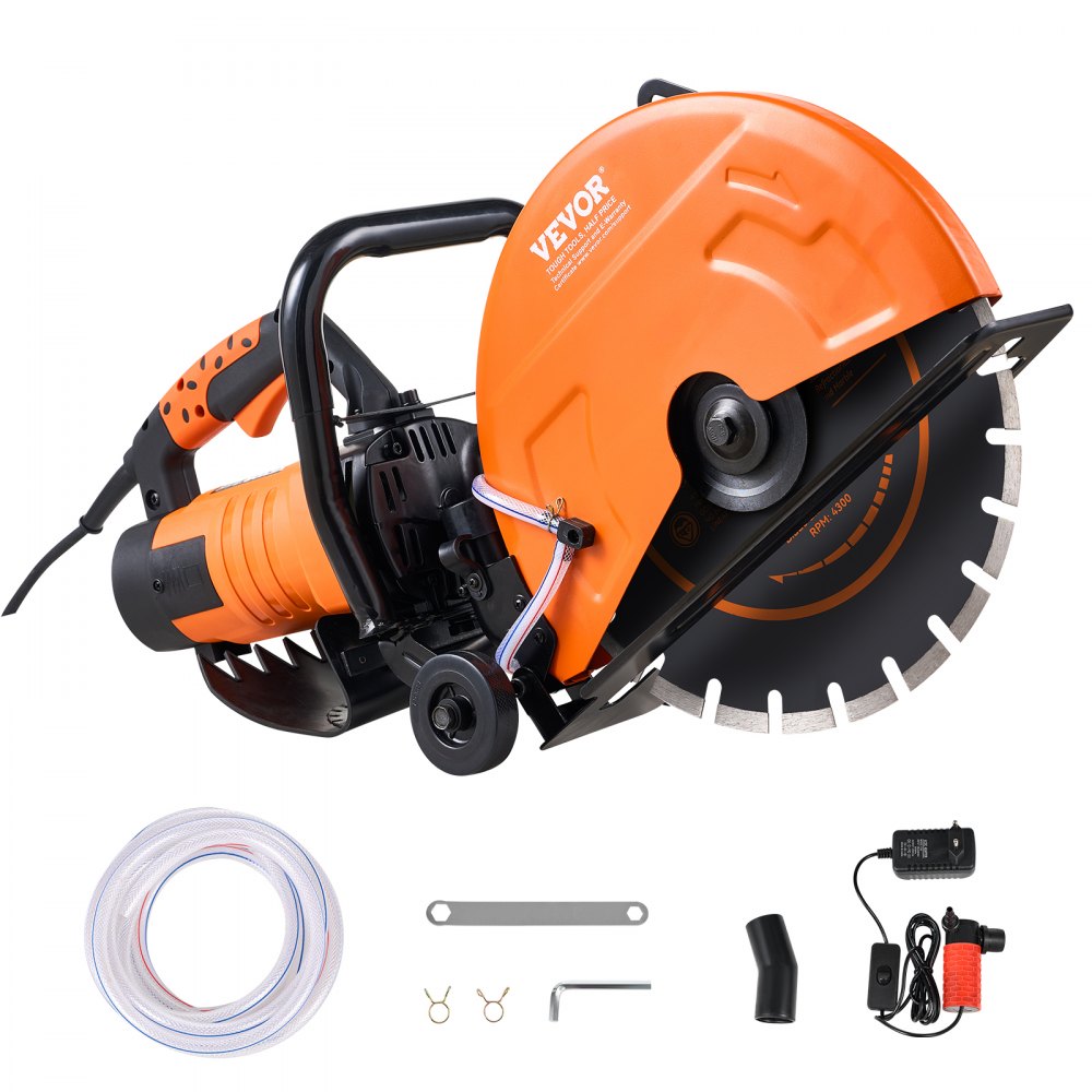 VEVOR 14"/35.6 cm Electric Concrete Saw Wet/Dry Saw Cutter with Water Pump and Blade