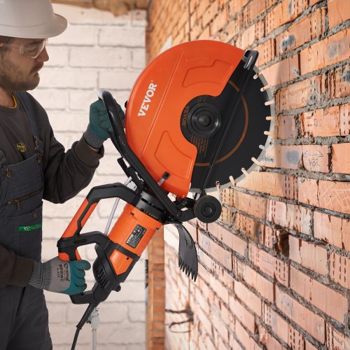 VEVOR Electric Concrete Saw, 16 in, 3200 W 15 A Motor Circular Saw Cutter with Max. 6 in Adjustable Cutting Depth, Wet Disk Saw Cutter Includes Water Line, Pump and Blade, for Stone, Brick