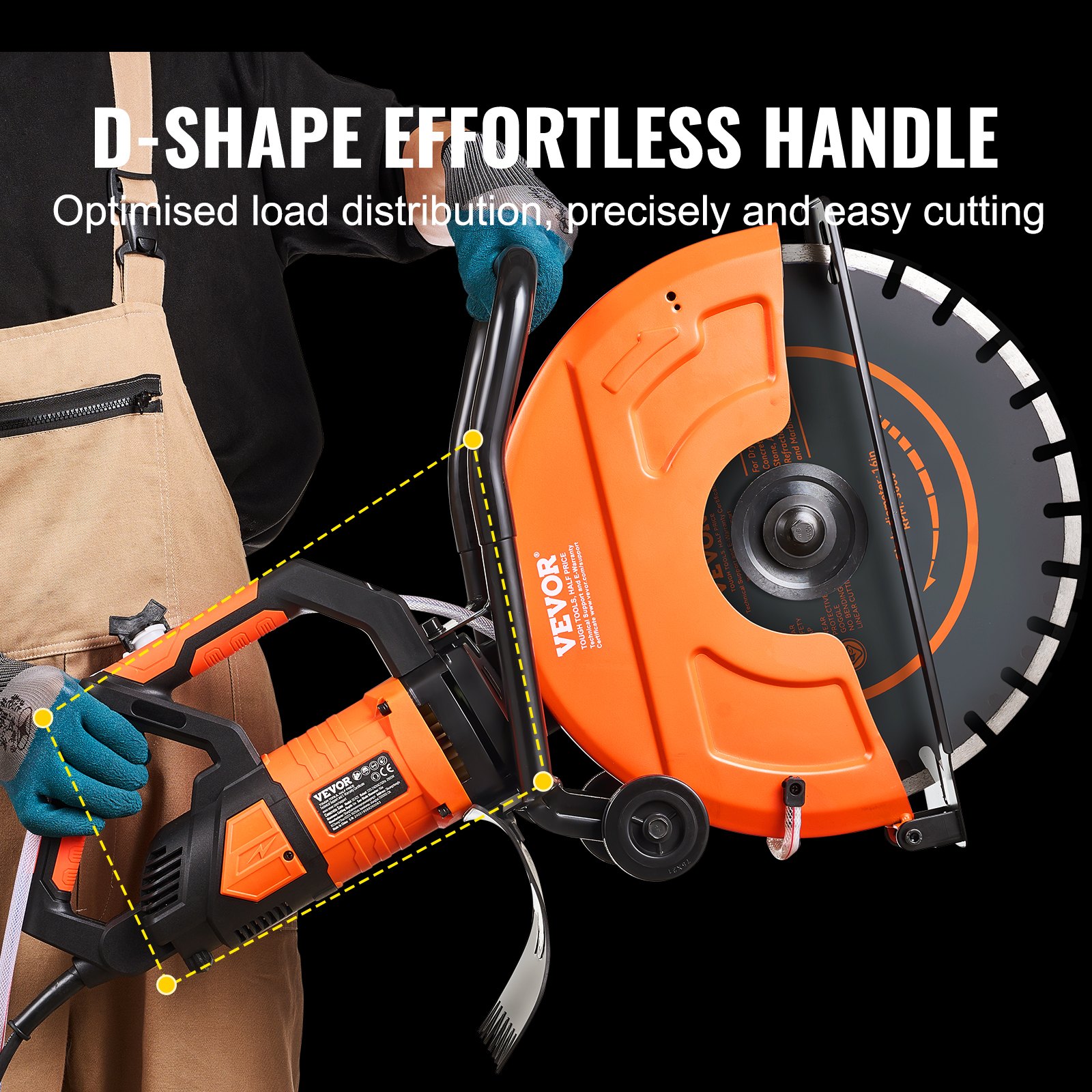 VEVOR 16"/40.6 cm Electric Concrete Saw Wet/Dry Saw Cutter with Water Pump and Blade