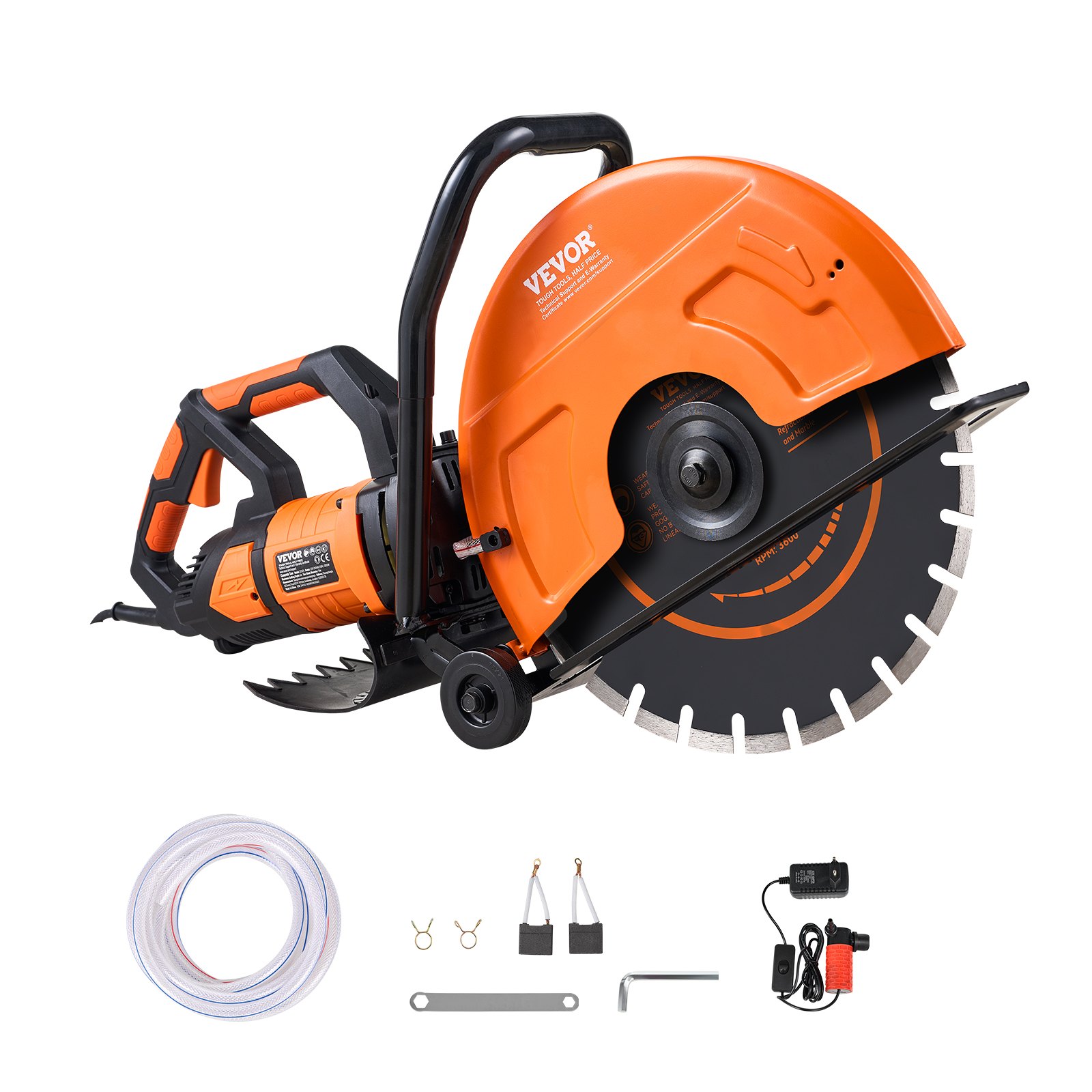 VEVOR 16"/40.6 cm Electric Concrete Saw Wet/Dry Saw Cutter with Water Pump and Blade