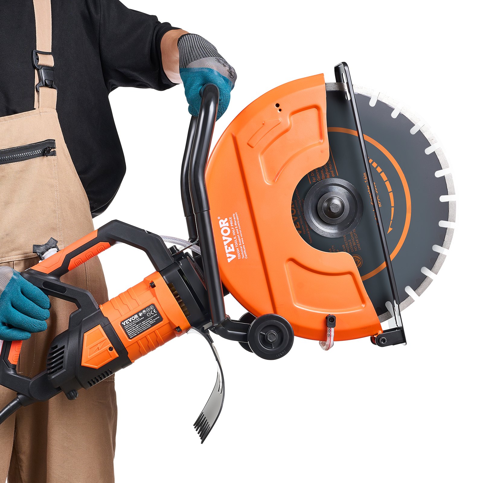 VEVOR 16"/40.6 cm Electric Concrete Saw Wet/Dry Saw Cutter with Water Pump and Blade