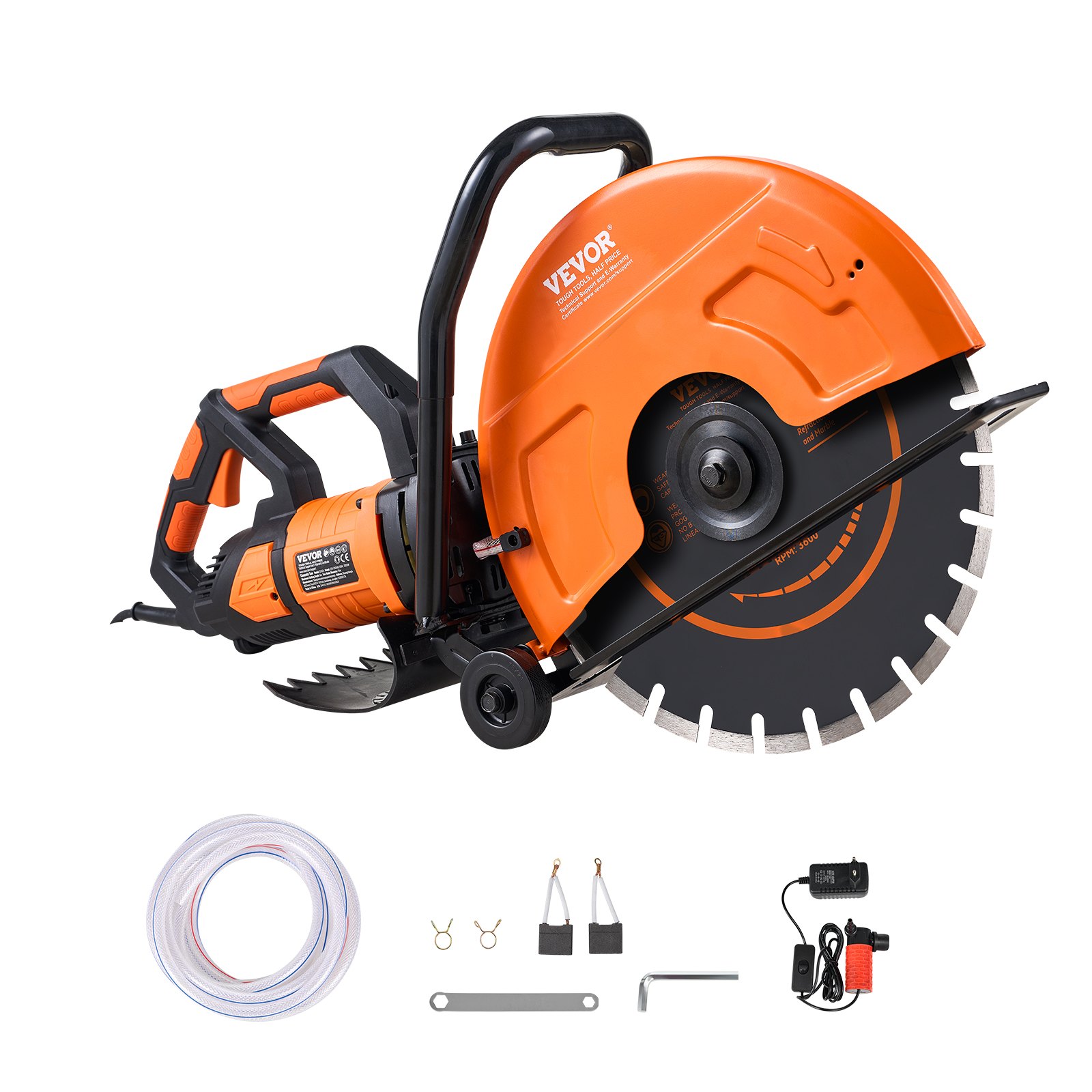 VEVOR 16"/40.6 cm Electric Concrete Saw Wet/Dry Saw Cutter with Water Pump and Blade