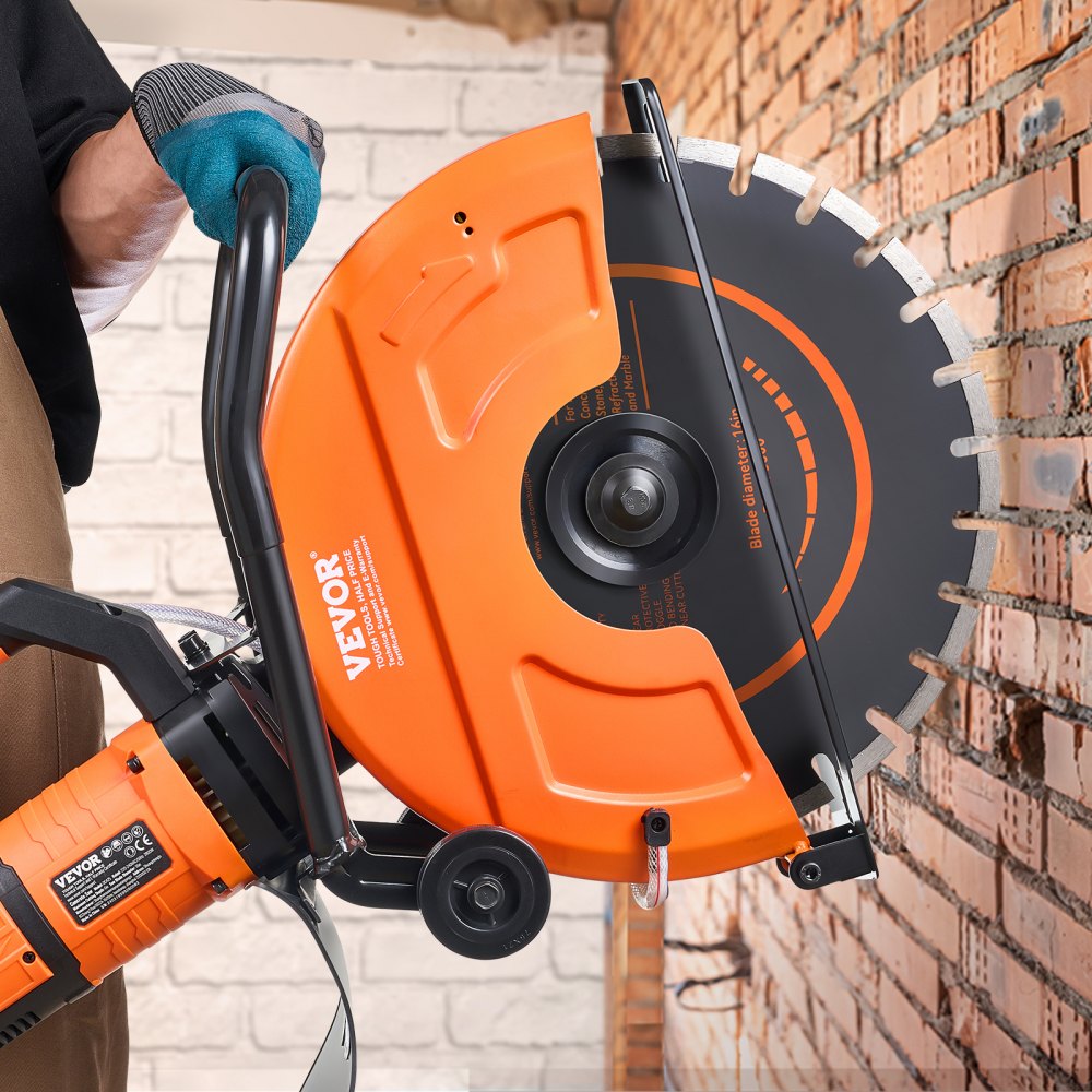 VEVOR Electric Concrete Saw, 16 in, 2800 W 15 A Motor Circular Saw Cutter with Max. 6 in Adjustable Cutting Depth, Wet Disk Saw Cutter Includes Water Line, Pump and Blade, for Stone, Brick