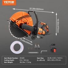 VEVOR Electric Concrete Saw, 16 in, 2800 W 15 A Motor Circular Saw Cutter with Max. 6 in Adjustable Cutting Depth, Wet Disk Saw Cutter Includes Water Line, Pump and Blade, for Stone, Brick