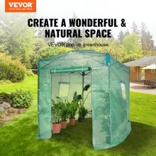 VEVOR Pop Up-växthus, 8'x 6'x 7,5' Pop-up-grönt hus, uppställt på några minuter, höghållfast PE-kåpa med dörrar och fönster och pulverlackerad stålram, lämplig för plantering och förvaring, grön