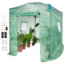 VEVOR Pop Up Greenhouse, 8'x 6'x 7,5' Pop-up Green House, pystytetään muutamassa minuutissa, erittäin luja PE-kansi ovilla ja ikkunoilla ja jauhemaalattu teräsrunko, sopii istutukseen ja varastointiin, vihreä