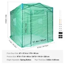 VEVOR Pop Up Greenhouse, 8'x 6'x 7.5' Pop-up Green House, Set Up in Minutes, High Strength PE Cover with Doors & Windows and Powder-Coated Steel Frame, Suitable for Planting and Storage, Green